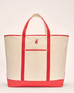 Color Block Canvas Tote Bag