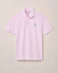 Custom Surfer Logo Performance Mesh Polo - Stetson Stripe