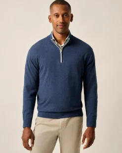 Desmond Plaited Cotton Blend 1/4 Zip Sweater