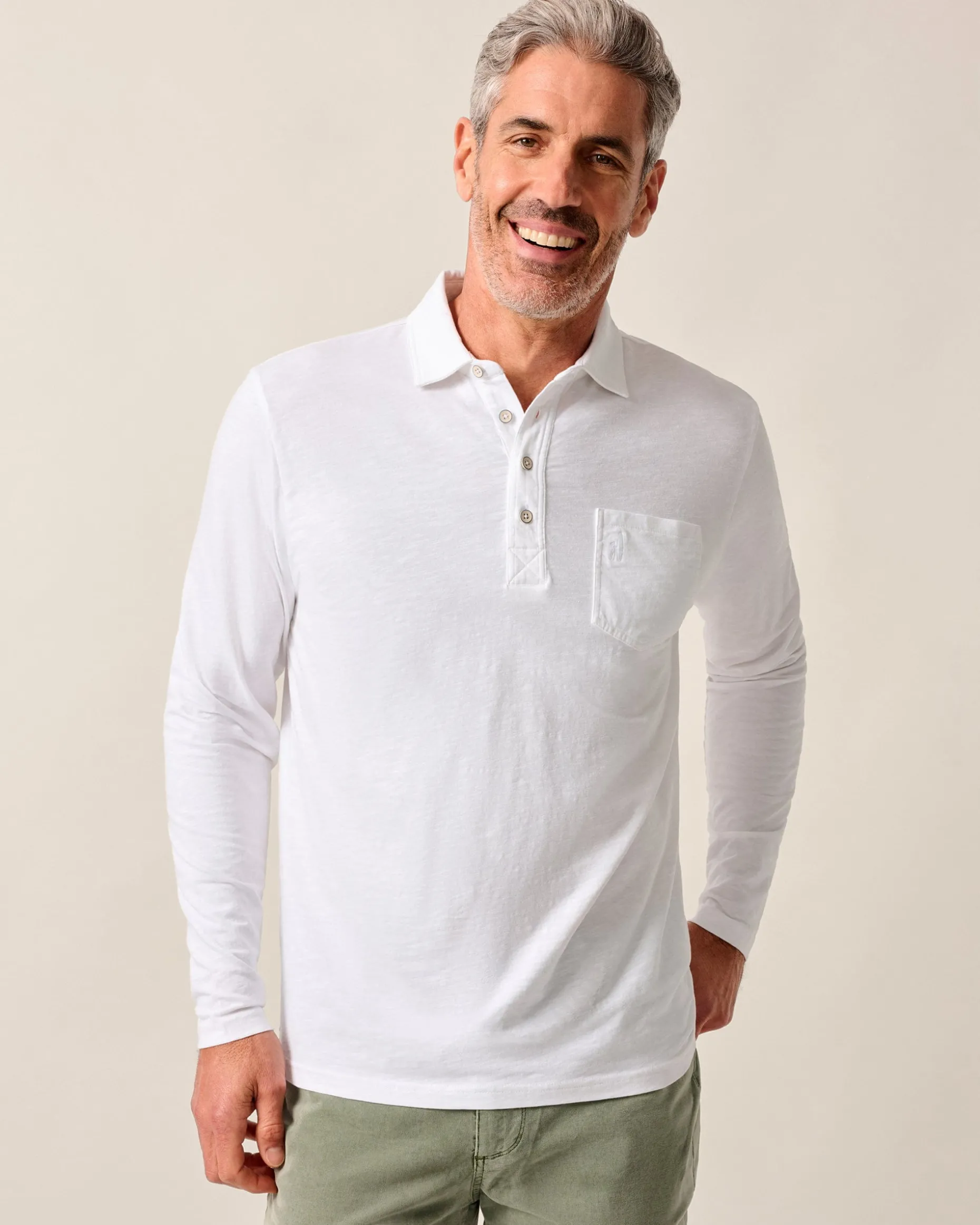 Long Sleeve Original 4-Button Polo - Coastal Wash