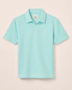 Performance Mesh Jr. Polo - Hunter Stripe